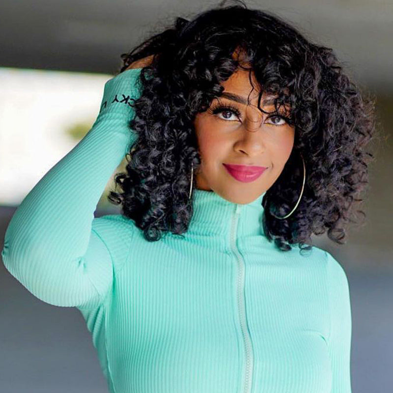 Rose curly human hair wig