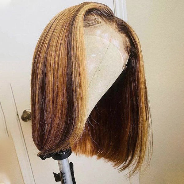 Straight Short Bob highlighted Lace Wigs