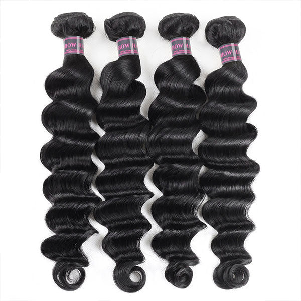 Loose Deep Wave Human Hair 4 Bundles With Lace Closure