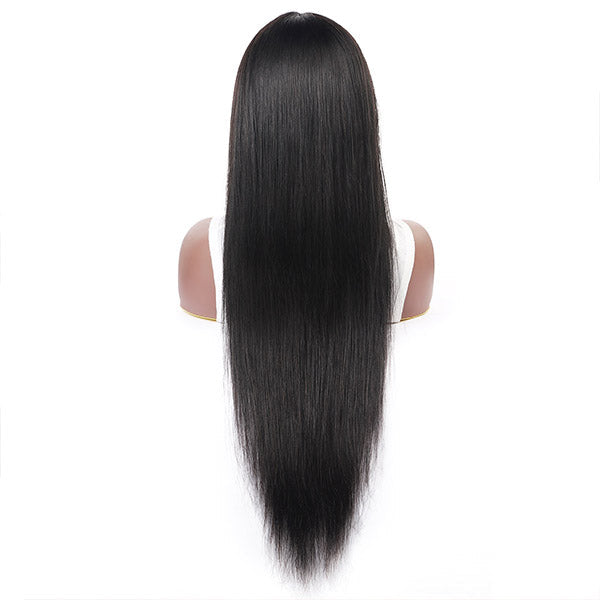 Human Hair Wigs with Bang Machine Made Virgin Hair Wig with Neat Bangs