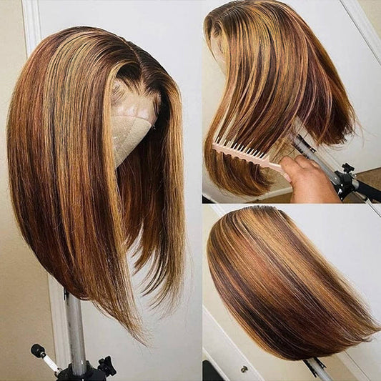 Straight Short Bob highlighted Lace Wigs